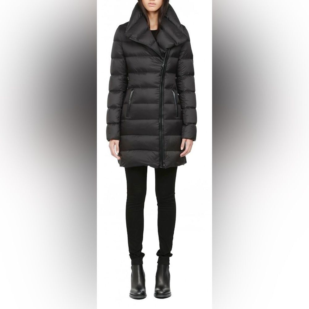 NWOT Mackage Yara Leather-trim Puffer Jacket Black Down Jacket Lightweight